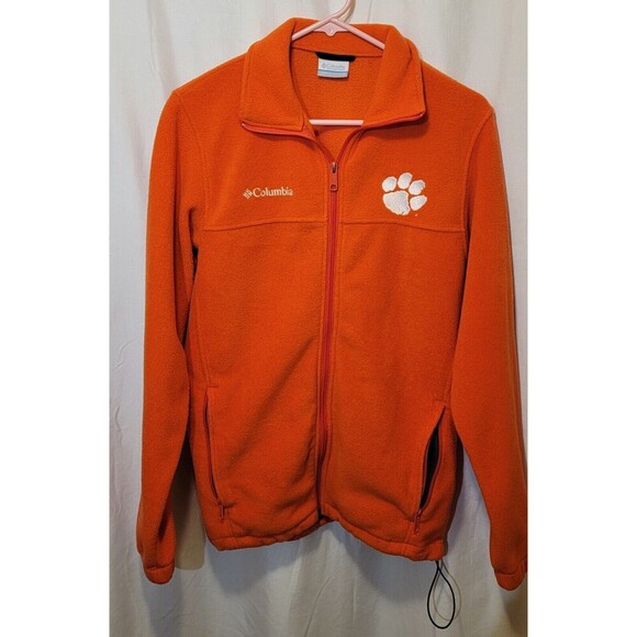 COLUMBIA-CLEMSON TIGERS-Orange Poly Fleece, Full Zip Logo Jacket-(Small) - Picture 2 of 6